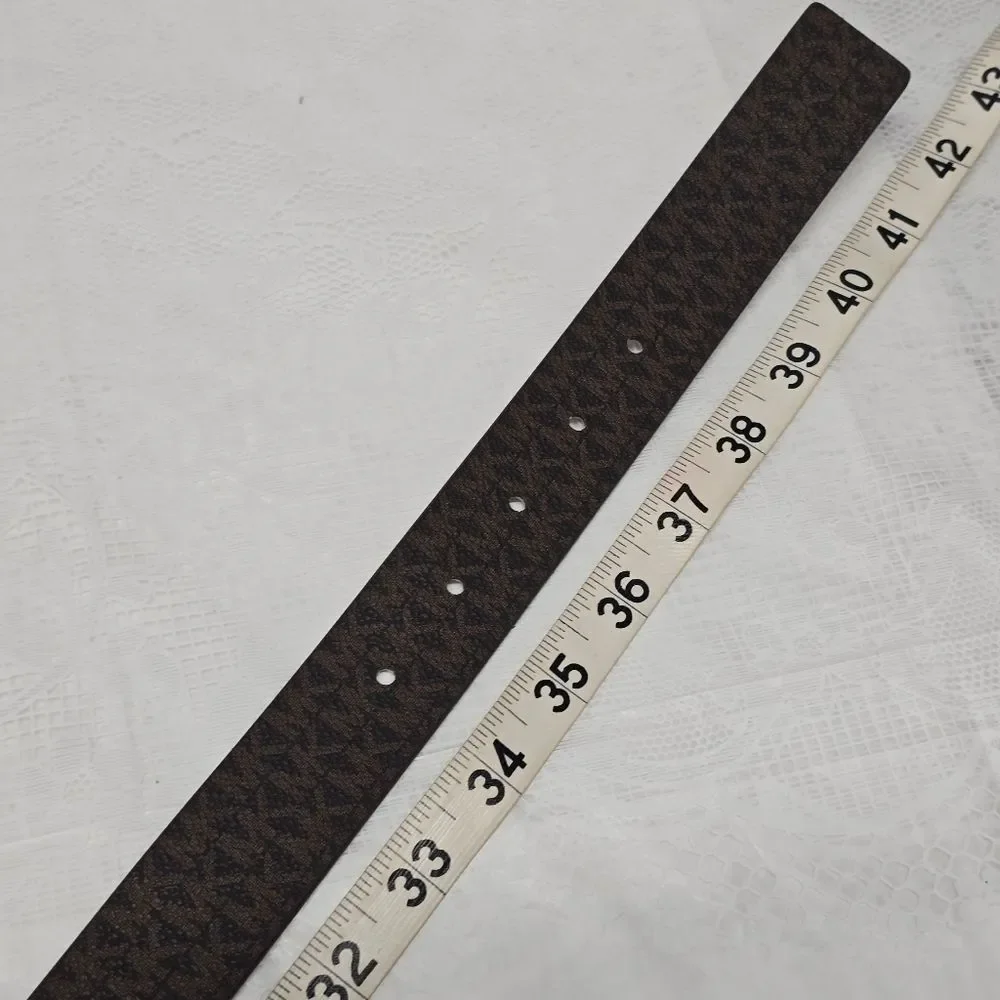 Michael Kors Women's Twist Reversible Logo Vegan Leather Belt Brown Cream L NWT